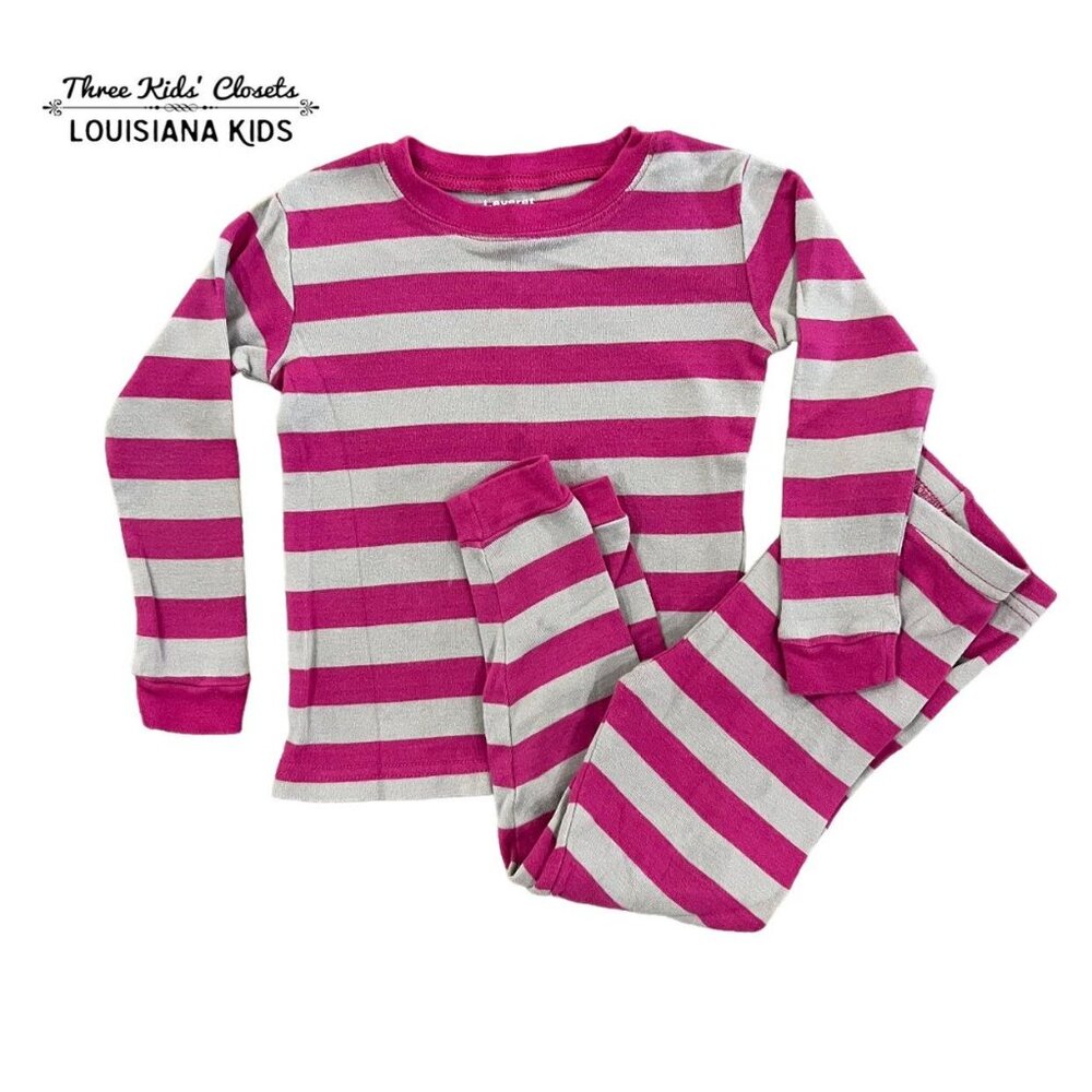 Leveret 3Y Magenta & Grey Striped Pajamas